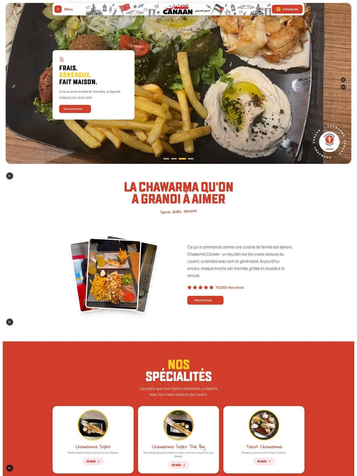 Spécialités levantines et street-food authentique : click & collect fluide, localisation et carte dynamique.